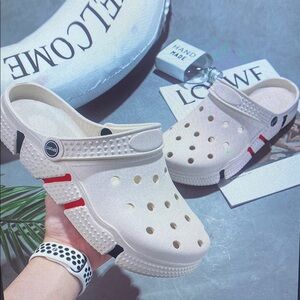 Classic White Clogs with Red Accents